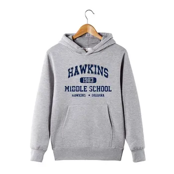 Vinteren sweatshirts mænd fremmed ting hættetrøjer Retro design Jersey Hawkins Skole Bomuld Casual sweat homme hoodie sweatshirt