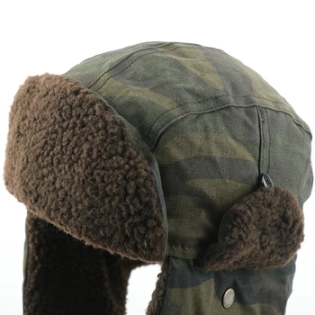 CAMOLAND Vinter Bomber Earflap Hatte Til Kvinder russisk Ushanka Cap Med Briller Mandlige Camouflage Termisk Berber-Fleece Sne Caps
