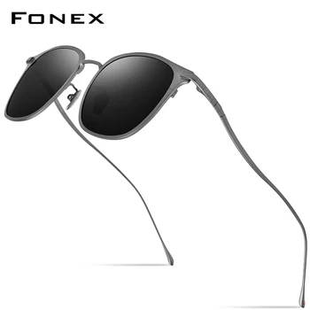 FONEX Ren Titanium Solbriller Mænd 2020 Nye Mode Brand Designer Vintage-Pladsen Polariseret UV400 solbriller til Kvinder 8522
