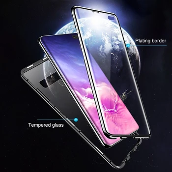 360 Magnetisk cover til Samsung Galaxy s10 plus e S10e Klart, Dobbelt-Sidet Hårdt Glas Tilbage Dække Metal Ramme Beskyttende Coque