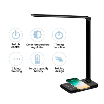 Qi Trådløse Oplader LED Bord bordlampe til iPhone, Samsung, Huawei Trådløs Opladning Eye-beskytte bordlampe Telefonen, USB Oplader,