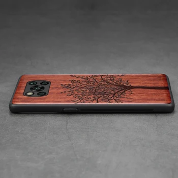 Carveit 3D Skåret Ægte Træ Tilfælde, Xiaomi POCO X3-NFC-Roman Blød Kant Dække Tynd Stødsikkert Tilbehør Beskyttende Telefon Skrog