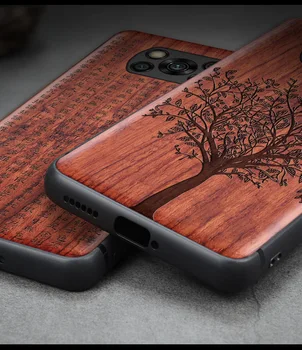 Carveit 3D Skåret Ægte Træ Tilfælde, Xiaomi POCO X3-NFC-Roman Blød Kant Dække Tynd Stødsikkert Tilbehør Beskyttende Telefon Skrog