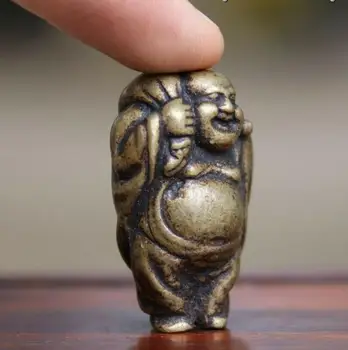 2STK Kinesiske Ren Kobber Bronze Glad Maitreya Buddha-Statue Heldig Vedhæng