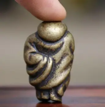 2STK Kinesiske Ren Kobber Bronze Glad Maitreya Buddha-Statue Heldig Vedhæng