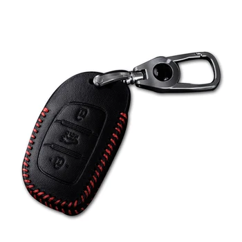Læder Bil vigtig Sag Key Fob Dækning For Hyundai Tucson Creta ix25 ix35 Verna 3 4 Knapper Smart Folde Nøglering