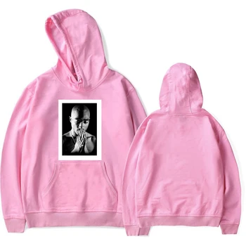Harajuku Sweatshirt Tupac 2Pac Hoodie Mænd Hættetrøjer Kvinder Streetwear Hættetrøjer Pink Hip Hop Tøj Vinter Pullover Hoody