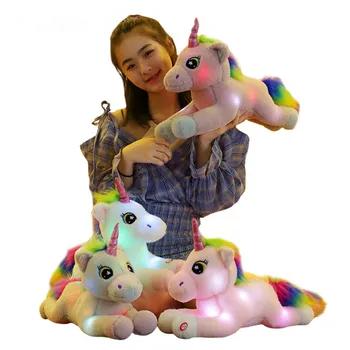 45cm Kreative Lysende Unicorn Udstoppede Dukker Kawaii Bløde Dyr Led-Lys Unicorn Plys Legetøj til Børn Julegave