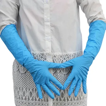 Gratis fragt 3 par forlænge størrelse 40 cm, der arbejder handske, blå himmel husholdningsrengøring beskyttelse handsker af nitril bortskaffelse handsker