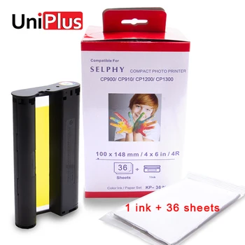 UniPlus Passer til Canon Selphy CP1300 CP1200 CP1000 CP910 CP900 1pk Blæk 36 Ark Fotopapir KP-108IN KP 36IN fotoprinter Papir