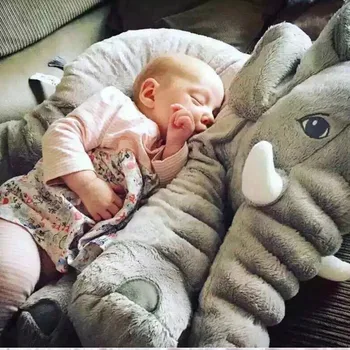 2019 Hot 40cm/60cm Store Plys Elefant Dukke Børn Sovende Blød Ryg Pude Sød Udstoppet Elefant Baby Ledsage Dukke Xmas Gave
