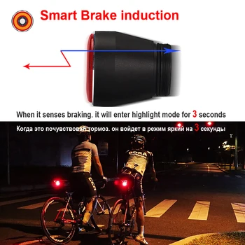 NEWBOLER 400mAh USB Smart Cykel baglygte Auto-Sensing Bremse Bag Lyset Regntæt LED Cykling Baglygte MTB Cykel Lys Tilbage