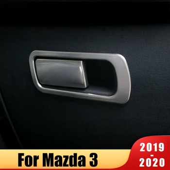 For Mazda 3 Axela 2019 2020 Rustfrit stål Bil handskerum Copilot Opbevaring Skifte Håndtag Pailletter Klistermærker Trim Dække Tilbehør
