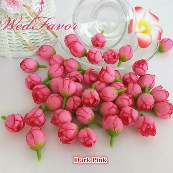 100pcs 2cm Kunstige Mini Camellia Blomster, Silke, Te Rose Bud Hoveder Til DIY Krans Håndled Blomst Hår Kjole Bryllup Dekoration