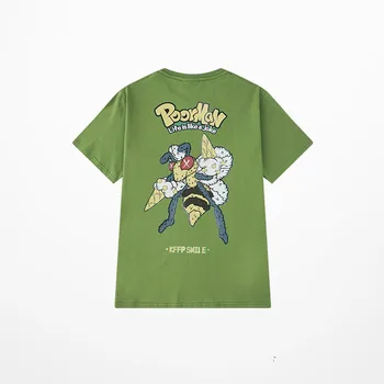Retro Tegnefilm Print Streetwear T-Shirt Sommer Bomuld Harajuku T-shirts til Mænd High Street Orange Grøn Blå t-Shirt til Mænd