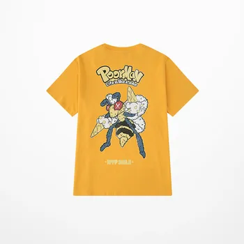 Retro Tegnefilm Print Streetwear T-Shirt Sommer Bomuld Harajuku T-shirts til Mænd High Street Orange Grøn Blå t-Shirt til Mænd