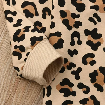Toddler Kids Baby Pige Dreng Leopard Udskrive Fashion Hættetrøjer Top Med Lange Ærmer Bomuld Efterår Og Vinter Varm Sweatshirts