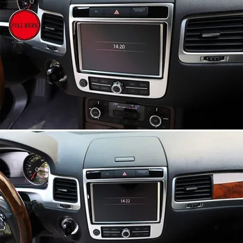 Bilen GPS Navigation Control Panel Frame Cover Trim for VW Volkswagen Touareg 2011-2018 Dekoration Lister Mærkat