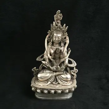 Tibetanske Buddhistiske Tantriske YAB Yum gamle sølv Happy Buddha elsker Nepal Tibetansk Sølv Buddha