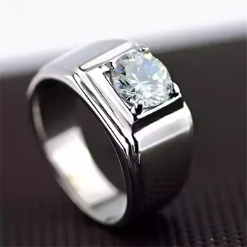 S925 Sterling Sølv Ring for Mænd Diamant Bryllup Bands Fine Smykker til Luksus Dominerende Kontor Jubilæum Sølv Ring mænd