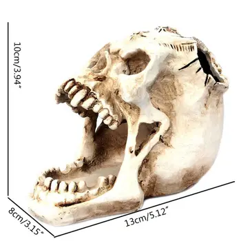 Skull Hoved Ornament Skelet Pen Indehaveren Desktop Blyant Arrangør Makeup Opbevaring 1XCE