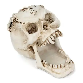 Skull Hoved Ornament Skelet Pen Indehaveren Desktop Blyant Arrangør Makeup Opbevaring 1XCE