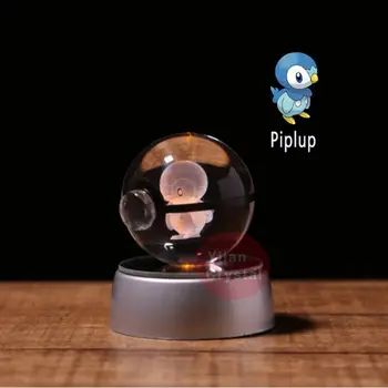 God Krystal 3d Laser Piplup Pokemon Design Med Led-Lys Til Gave Pokemon Gå Krystal