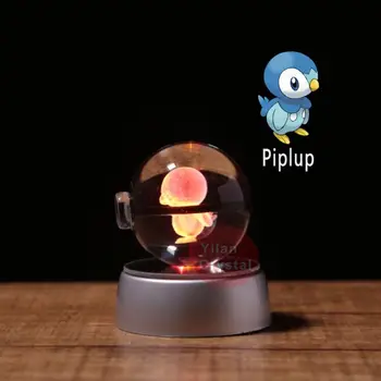 God Krystal 3d Laser Piplup Pokemon Design Med Led-Lys Til Gave Pokemon Gå Krystal