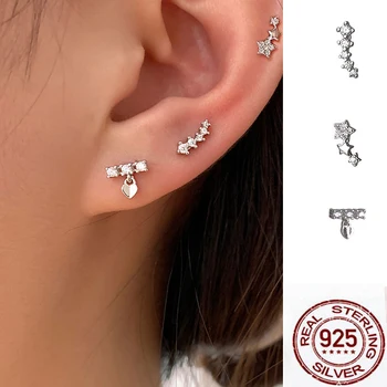 3pairs/masse 925 sterling sølv, lille stud øreringe mode CZ øreringe piercing smykker til kvinder