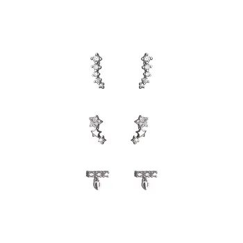 3pairs/masse 925 sterling sølv, lille stud øreringe mode CZ øreringe piercing smykker til kvinder