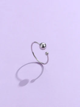 LEKANI 925 Sterling Sølv Ringe For Kvinder Minimalistisk Runde Perler Åbne Justerbar Finger Ring Fine Smykker Jubilæum Gave