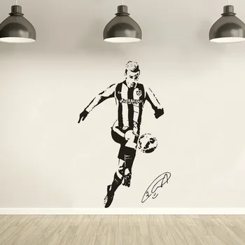 Fodbold-Stjernede Antoine Griezmann vægoverføringsbillede Fodbold Spillere Vinyl Vægmalerier Sports Stil Griezmann Signatur Mærkat AZ403