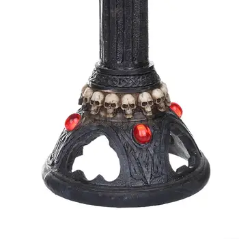 Gothic Tændte Kraniet Kalenderlys Fyrfadslys Holder Halloween Haunted Tabel Centerpiece Dekorative Gulv Lampe Part Prop