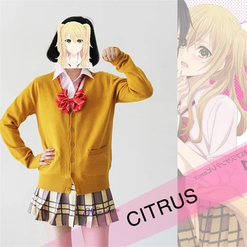 Citrus Animationsfilm Aihara Yuzu Aihara Mei Cosplay Kostume Paryk Sæt Kort Nederdel Japansk Stil Studerende Slid Kvinder, Piger Skole Uniform