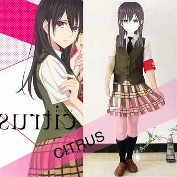Citrus Animationsfilm Aihara Yuzu Aihara Mei Cosplay Kostume Paryk Sæt Kort Nederdel Japansk Stil Studerende Slid Kvinder, Piger Skole Uniform