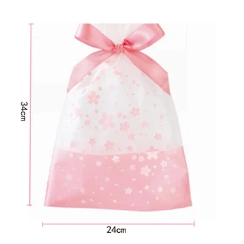 50stk/meget Klar Pink Cherry Blossoms Trykt gavepose DIY Slik Cookie Kiks, Små Plast Emballage Poser 24*34cm
