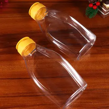4stk Gennemsigtig Plast Flaske Honning Emballage til Fødevarer Flaske Honning Krukke Med Låg Flaske Honning Marmelade Container (500g Kapacitet)