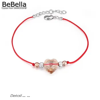BeBella romantiske hjerte tov, kæde krystal armbånd lavet med Østrigske Krystaller fra Swarovski for piger Julegave