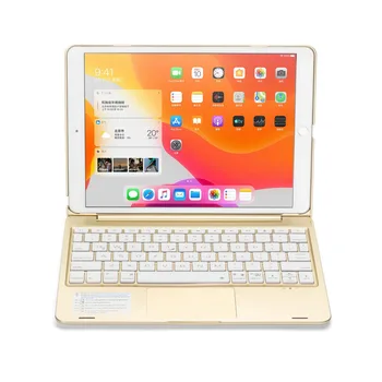 For iPad Luft 3 10.5 2019 Smart Folio RGB-Baggrundslys Trådløse Bluetooth-Touchpad russisk/spansk/hebraisk/arabisk Tastatur Cover