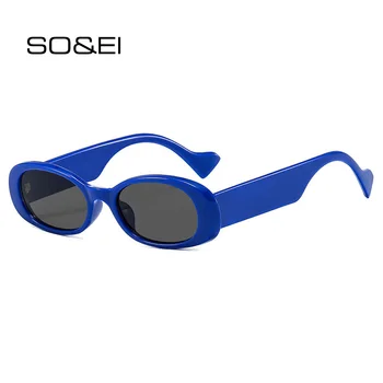 SÅ&EI Vintage Små Ovale Kvinder Solbriller Mode Trend Blå Rød Beige Brillerne Mænd Grå Linse Nuancer UV400 Sol Briller