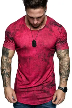 2019 Hot Salg Mænd Casual Slim Fit kortærmet Muscle Tee Toppe, Mode Mandlige Print Fitness T-shirt, Slim Pullover Top Tøj