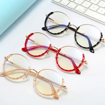 Nye TR90 Crystal Skære Briller Kvinder Fashion Brand Briller Optisk Runde Briller Ramme Forestilling Briller Tilbehør Oculos