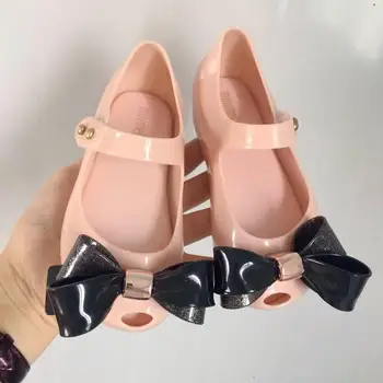 Mini Melissa Sweet Kids Pige Jelly Sko Mode Børns PVC slik sko Gilrs Funklende prinsesse sløjfeknude Beach sandaler MN010