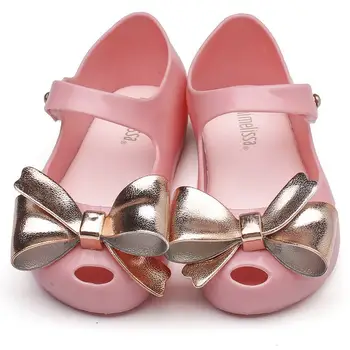 Mini Melissa Sweet Kids Pige Jelly Sko Mode Børns PVC slik sko Gilrs Funklende prinsesse sløjfeknude Beach sandaler MN010