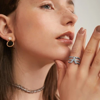 Sodrov 925 Sterling Sølv Ring Størrelse Justeret Åben Ring I Sølv Ring For Kvinder V-Form, Moderne Retro Smykker 925 Sølv Ring