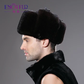 Vinter varm fast hele mink pels hat til manden øre beskytter cap excellente kvalitet og fine håndværk hat nye ankomst