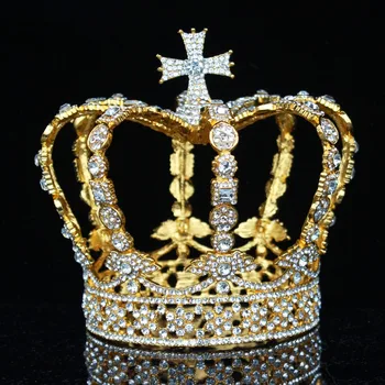 Crystal Dronning King Diademer og Kroner, Mænd/Kvinder, Medaljon Festspil Prom Diadem Hår Pynt Bryllup Hoved Smykker Tilbehør