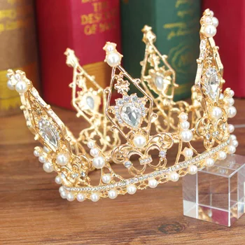 Crystal Dronning King Diademer og Kroner, Mænd/Kvinder, Medaljon Festspil Prom Diadem Hår Pynt Bryllup Hoved Smykker Tilbehør
