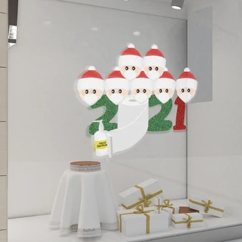 7pcs/set 2021 Familie Santa Claus med Maske Jul Væg-Vindue Klamrer sig Klistermærker