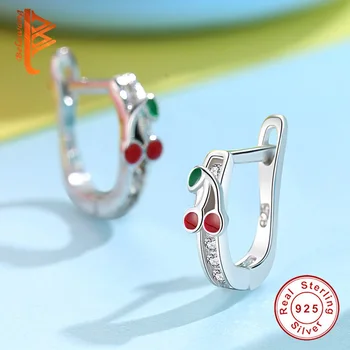 Mode Smykker Ren 925 Sterling Sølv, med Søde Røde Kirsebær Klar Krystal dråbe Øreringe til Børn Små Øreringe Gave